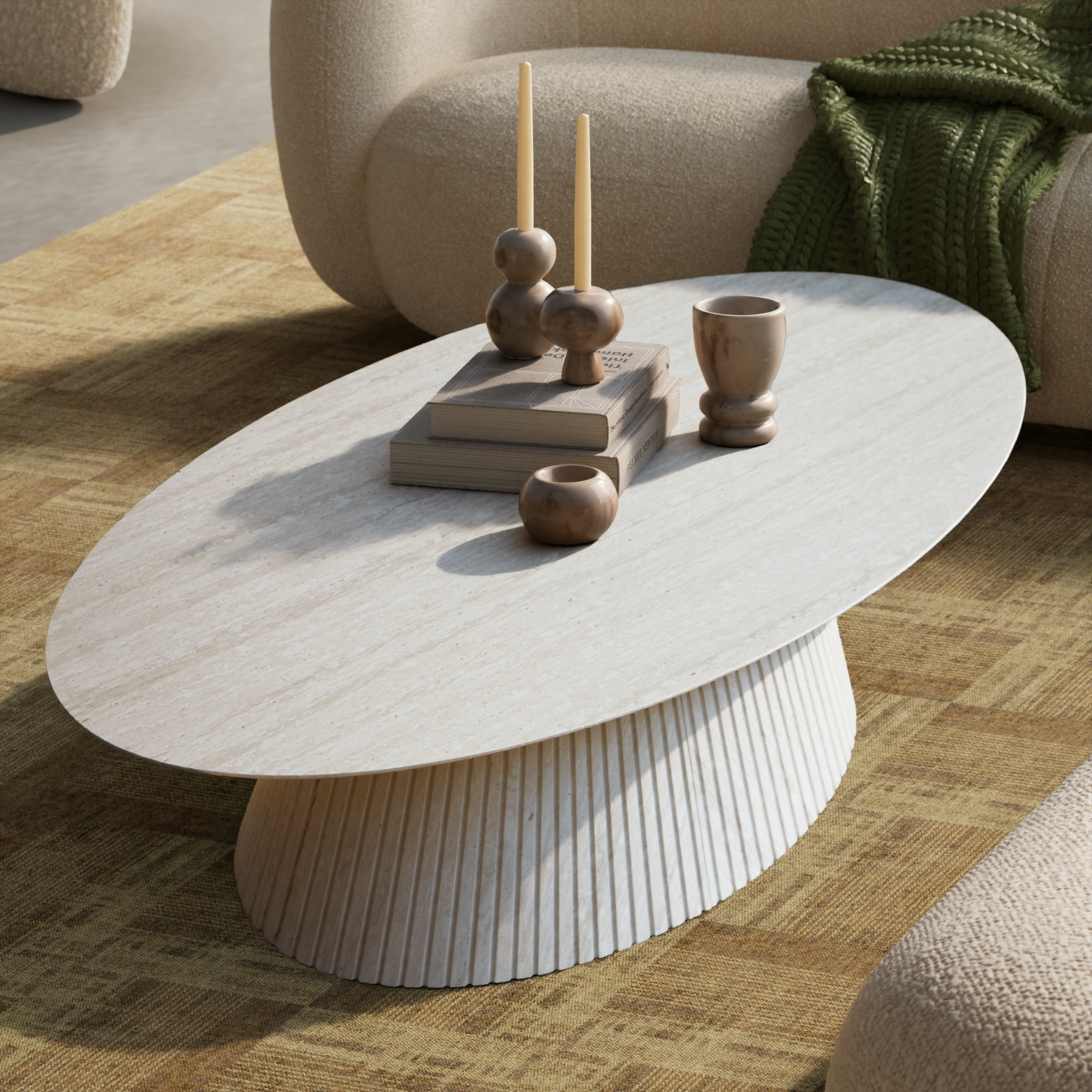 MIN FlU™Groove Oval Coffee Table-Srone