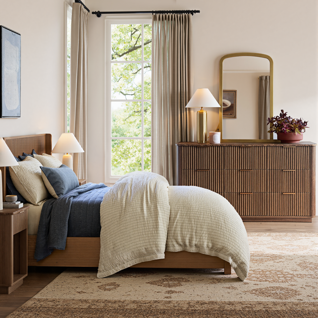 Fluted 9 dresser Bedroom Set – Walnut