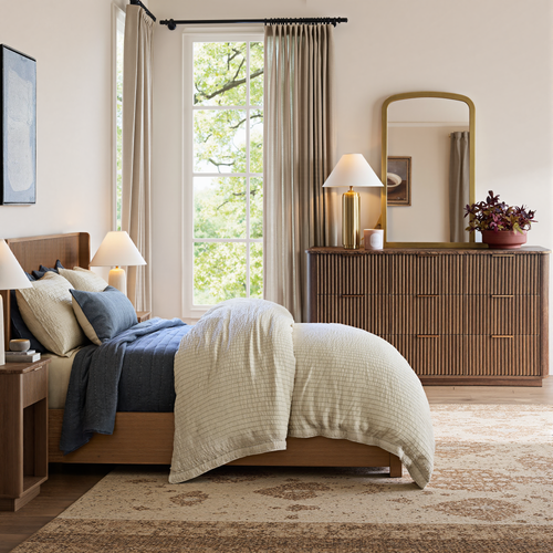 Fluted 9 dresser Bedroom Set – Walnut