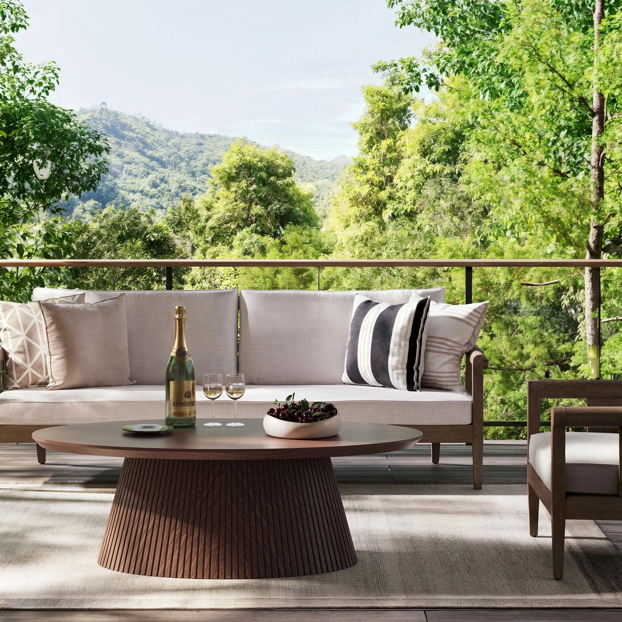 MIN FlU™Groove Oval Lounge Table - Walnut