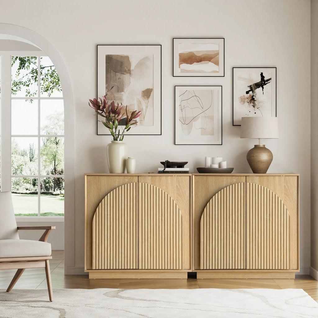 Fluted  2-Door Small Sideboard Oak