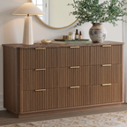 Fluted 9 dresser Bedroom Set – Walnut