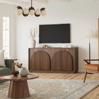 Fluted 4-Door Buffet Cabinet  Walnut
