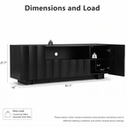 win2win 61" TV Stand for 70 Inch TV, Mid Century Modern TV Stand with Wave Design, Wood Grain Finish, Media Console with Adjustable Shelves, Entertainment Center for Living Room Bedroom, Black