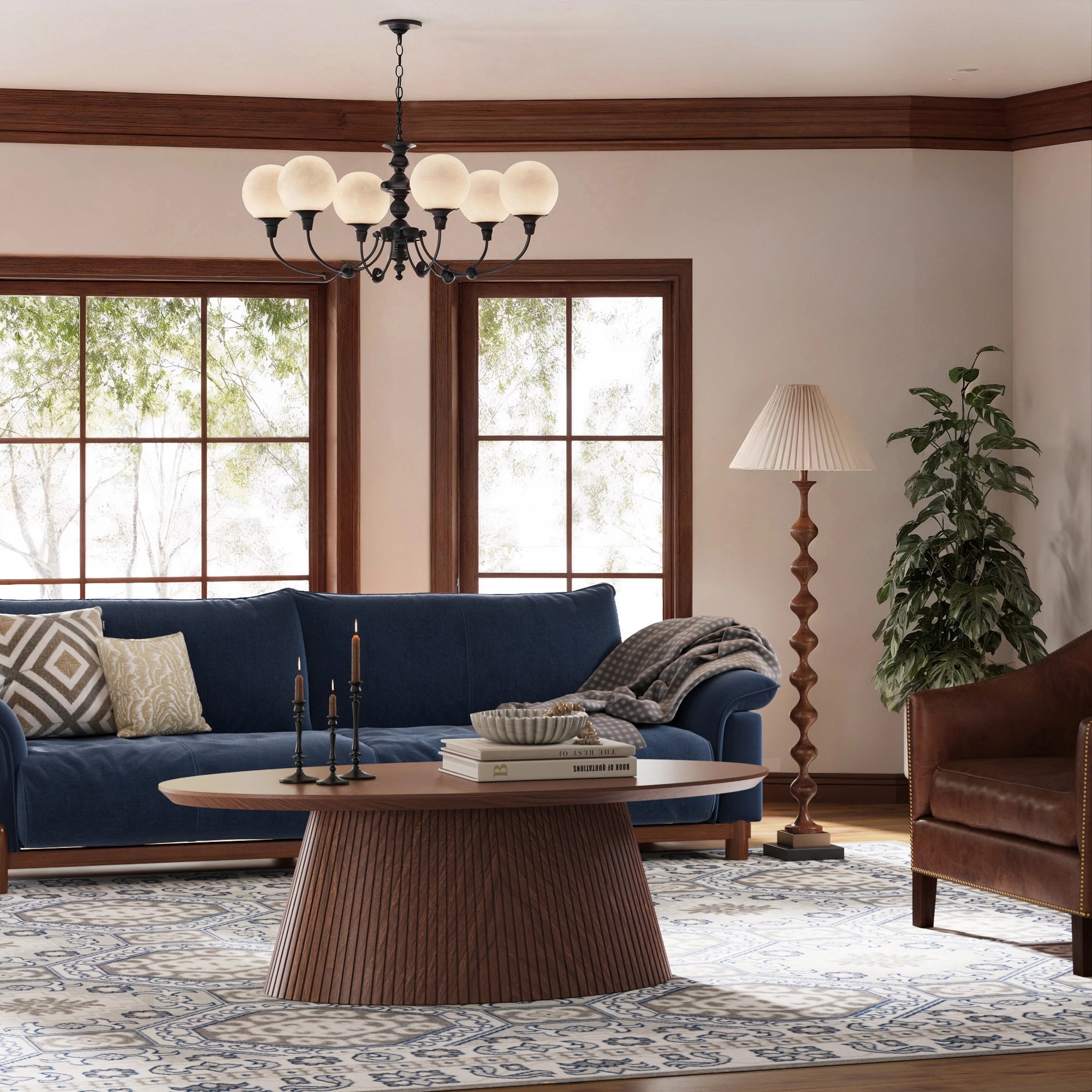 MIN FlU™Groove Oval Lounge Table - Walnut