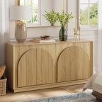 Fluted 4-Door Buffet Cabinet  Oak