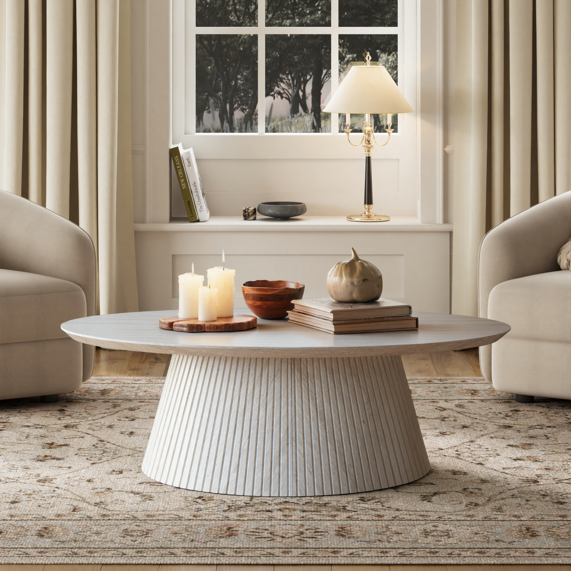 Oval Coffee Table-Srone