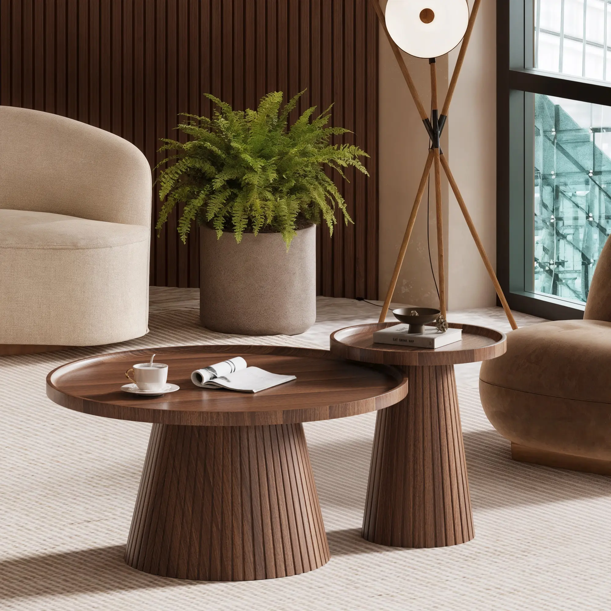 Win2Win Nesting Coffee Table Set of 2 – Walnut win2win