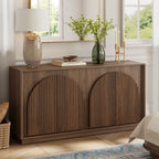Fluted 4-Door Buffet Cabinet  Walnut