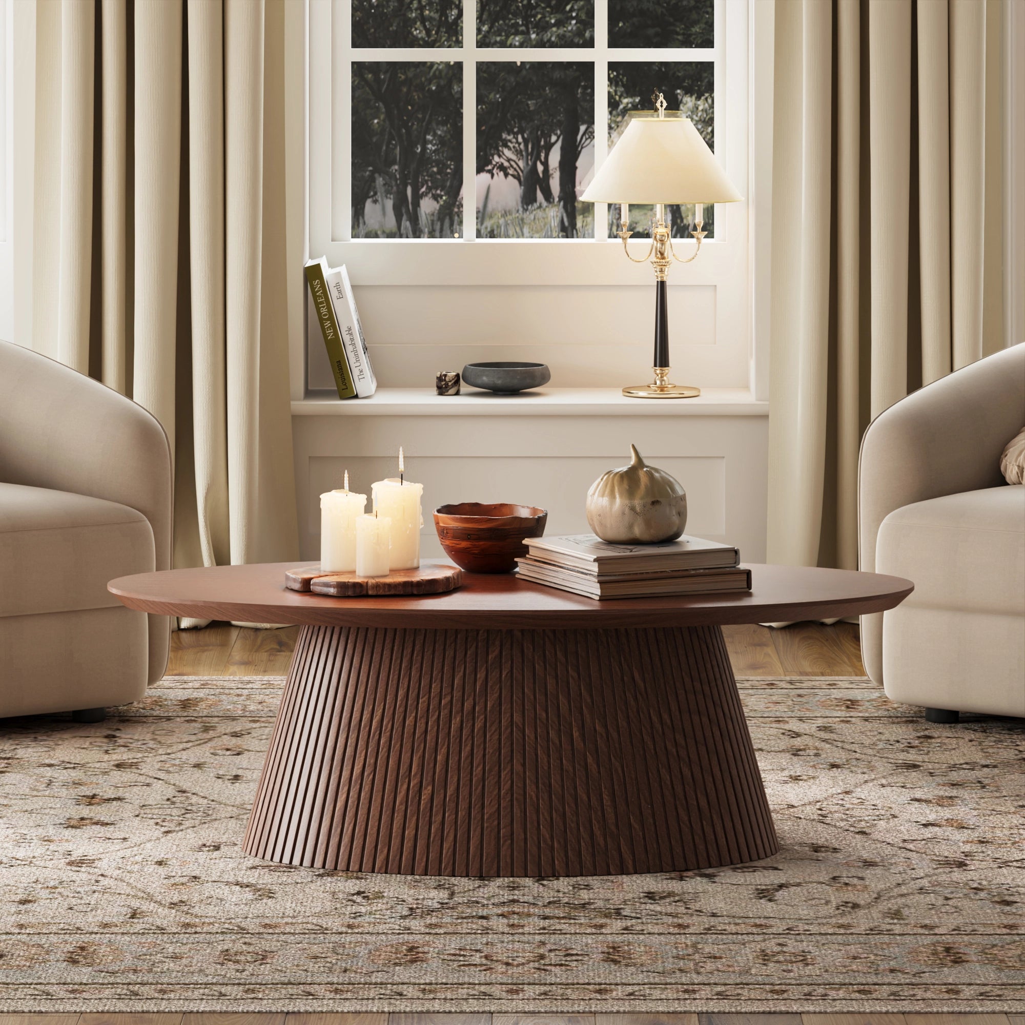 MIN FlU™Groove Oval Lounge Table - Walnut