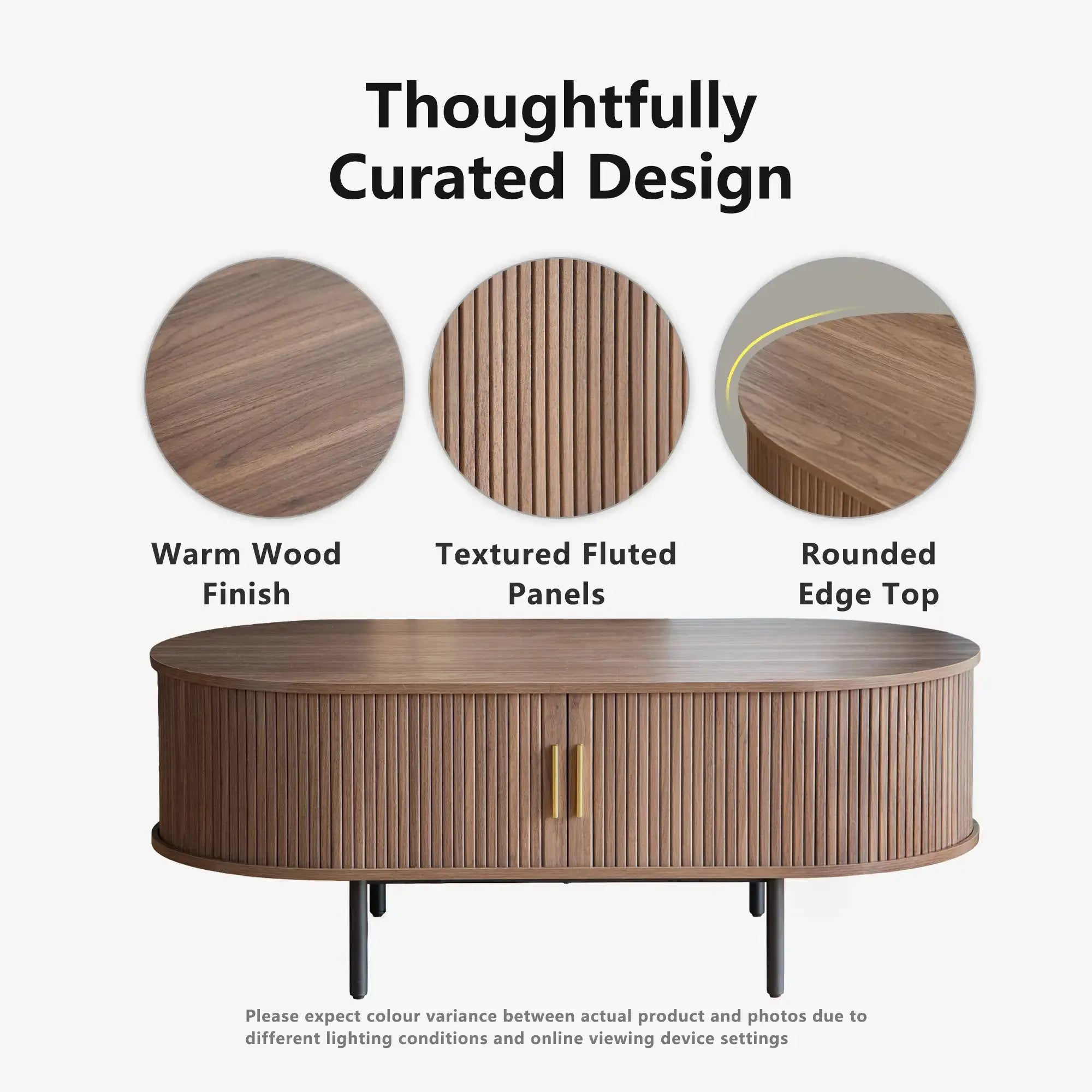 Design_details_of_Win2Win_Oval_Coffee_Table_with_Storage_Walnut_Fluted_Center_Table_including_wood_grain_style_description