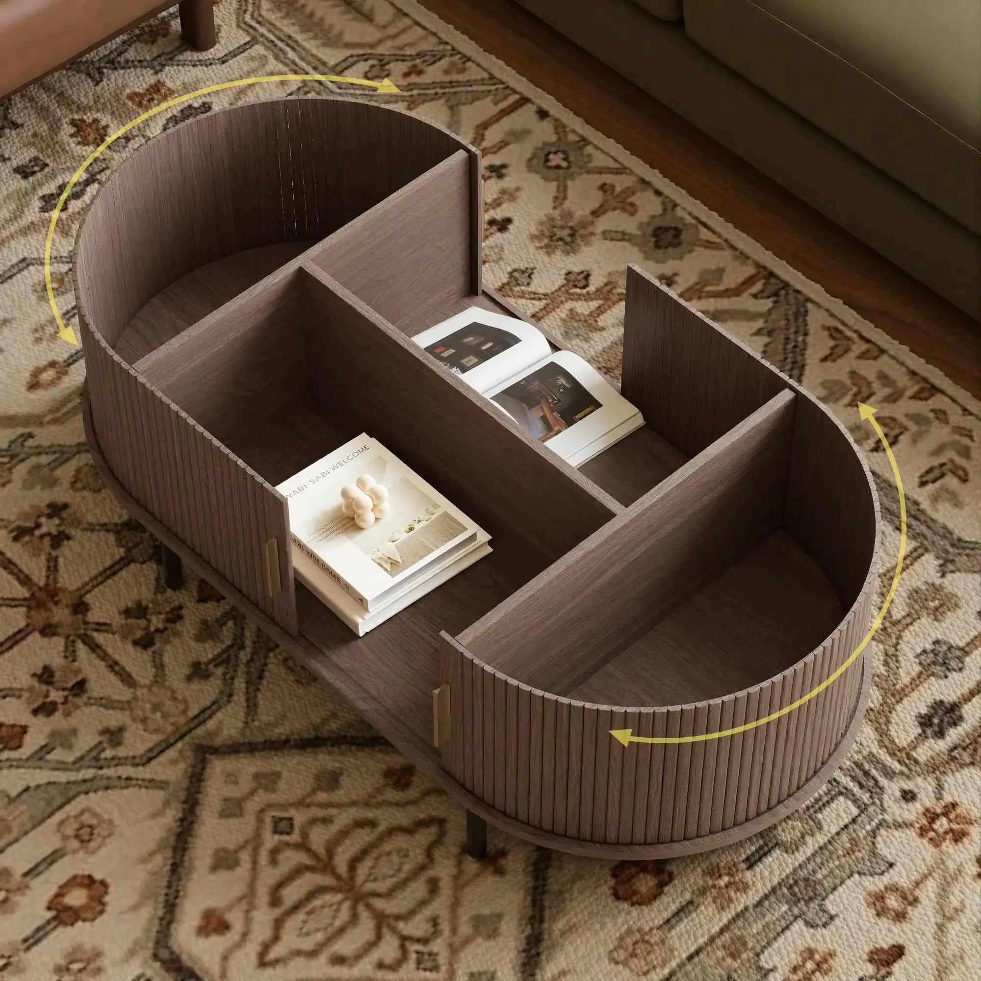 Internal_storage_space_of_Win2Win_Oval_Coffee_Table_with_Storage_Walnut_Fluted_Center_Table