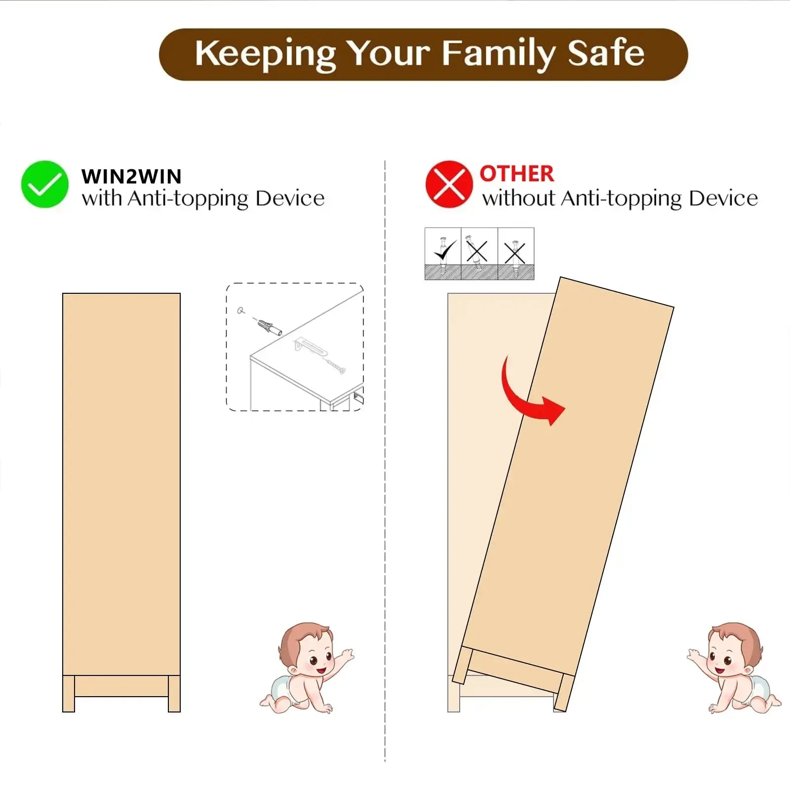 Safety comparison of Win2Win Tall Arched Cabinet with Glass Doors