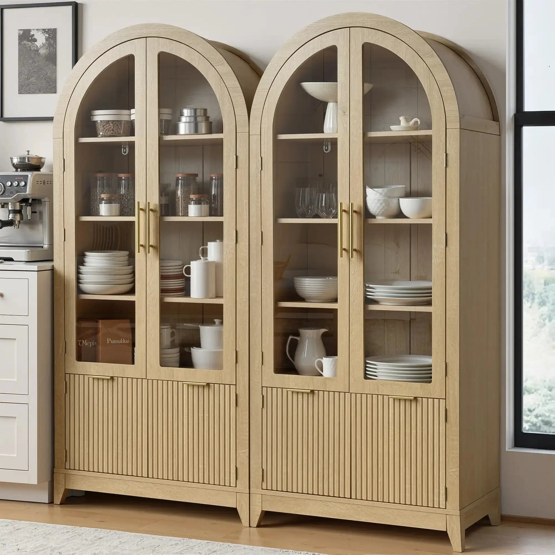 Safety comparison of Win2Win Tall Arched Cabinet with Glass Doors (with anti-topping device) and other cabinets (without anti-topping device)