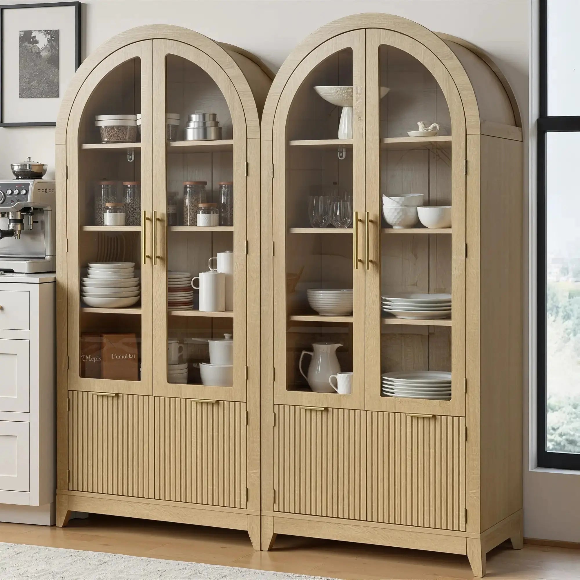 Safety comparison of Win2Win Tall Arched Cabinet with Glass Doors (with anti-topping device) and other cabinets (without anti-topping device)
