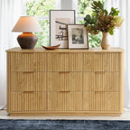 Win2Win Modern Boho 9-Drawer Dresser – Oak Fluted Chest win2win