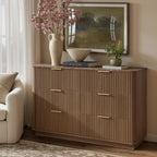Win2Win Modern Boho 6-Drawer Dresser – walnut Fluted Chest win2win
