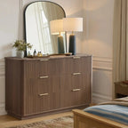 Win2Win Modern Boho 6-Drawer Dresser – walnut Fluted Chest win2win