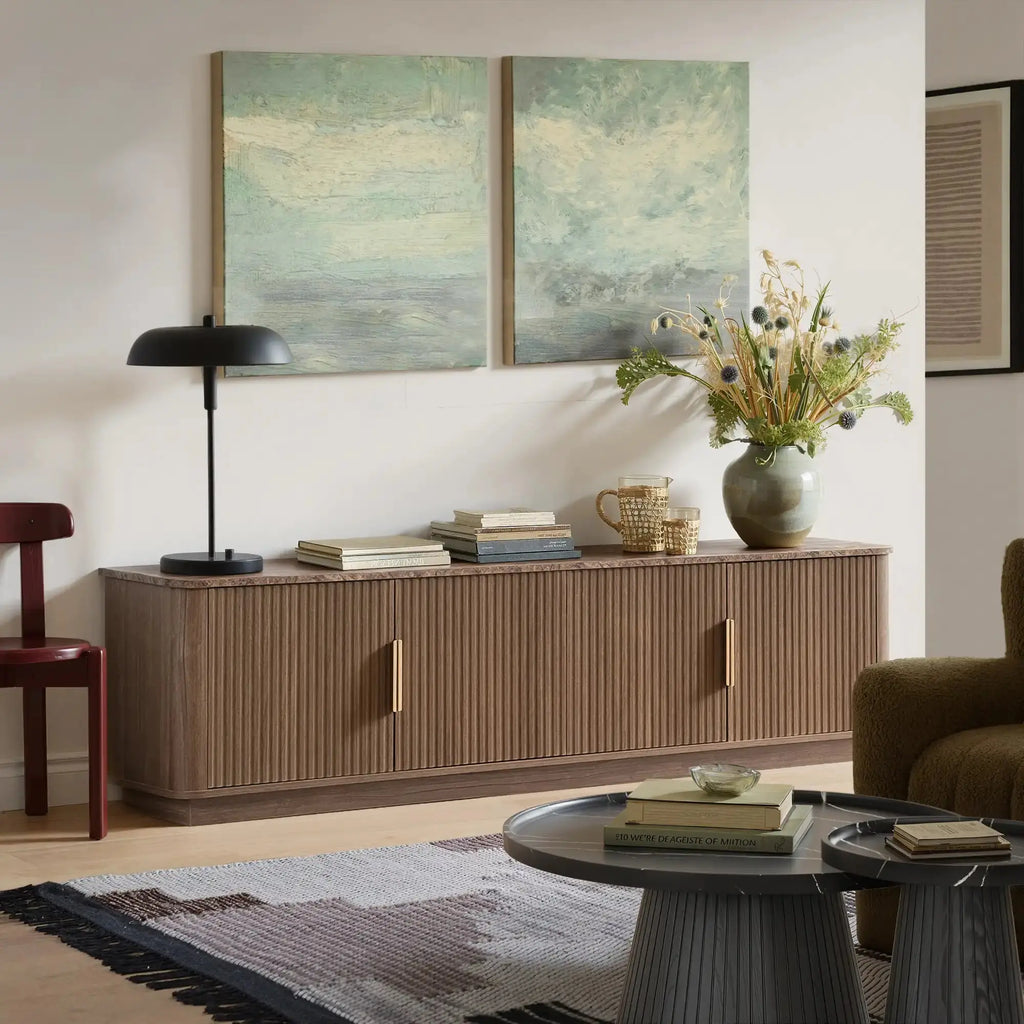 Win2Win Modern Boho Corner TV Stand – Walnut Finish win2win