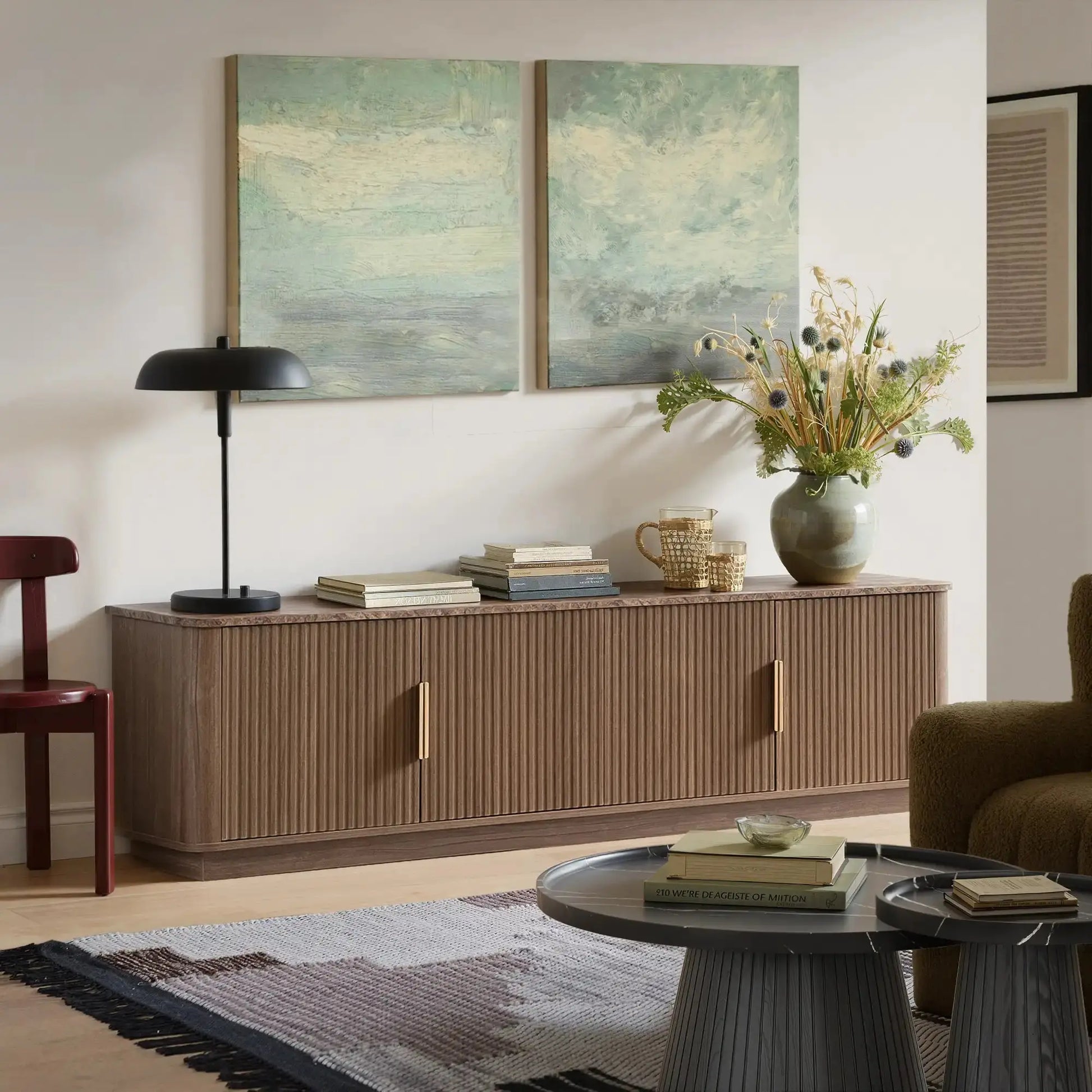 Win2Win Modern Boho Corner TV Stand – Walnut Finish win2win