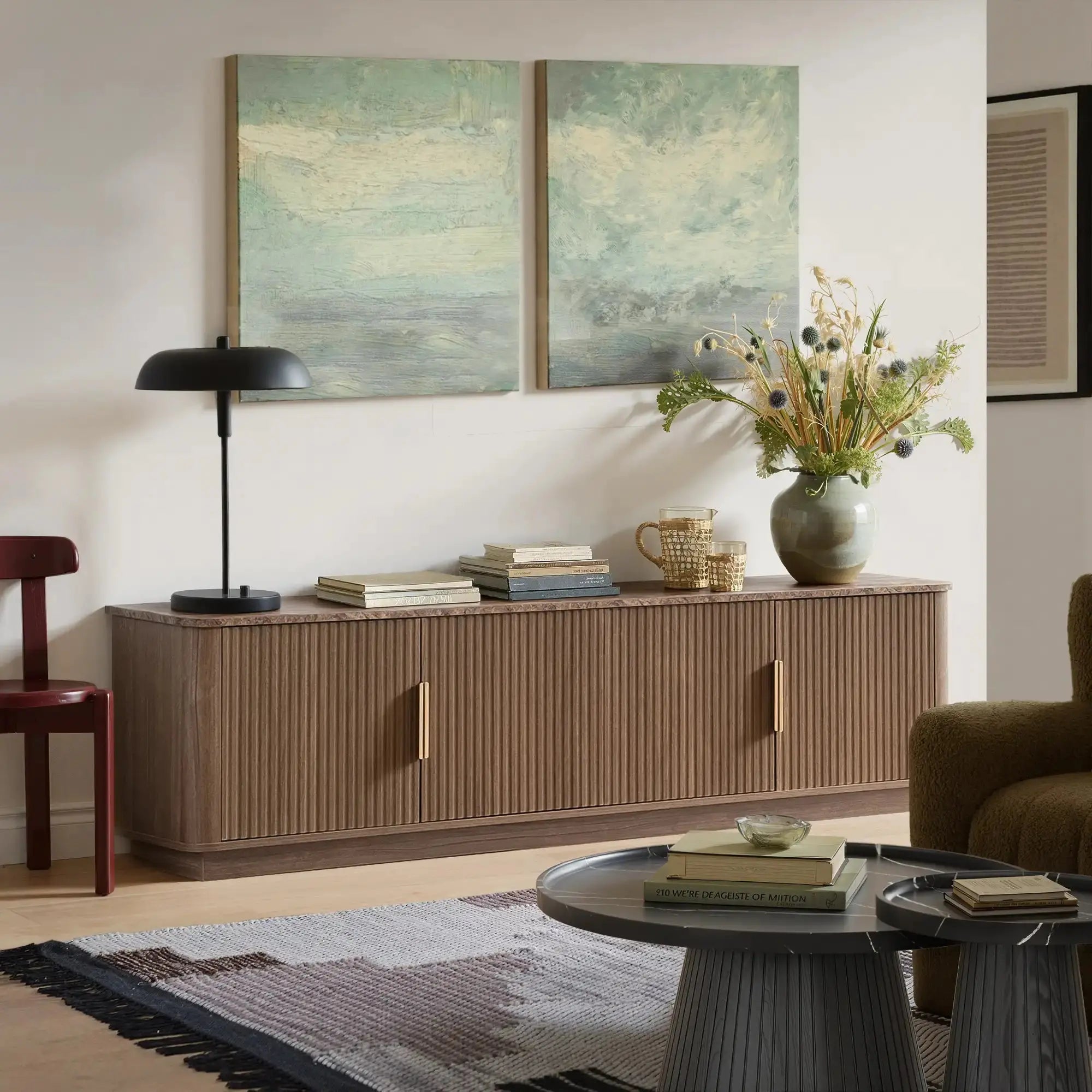 Win2Win Modern Boho Corner TV Stand – Walnut Finish win2win