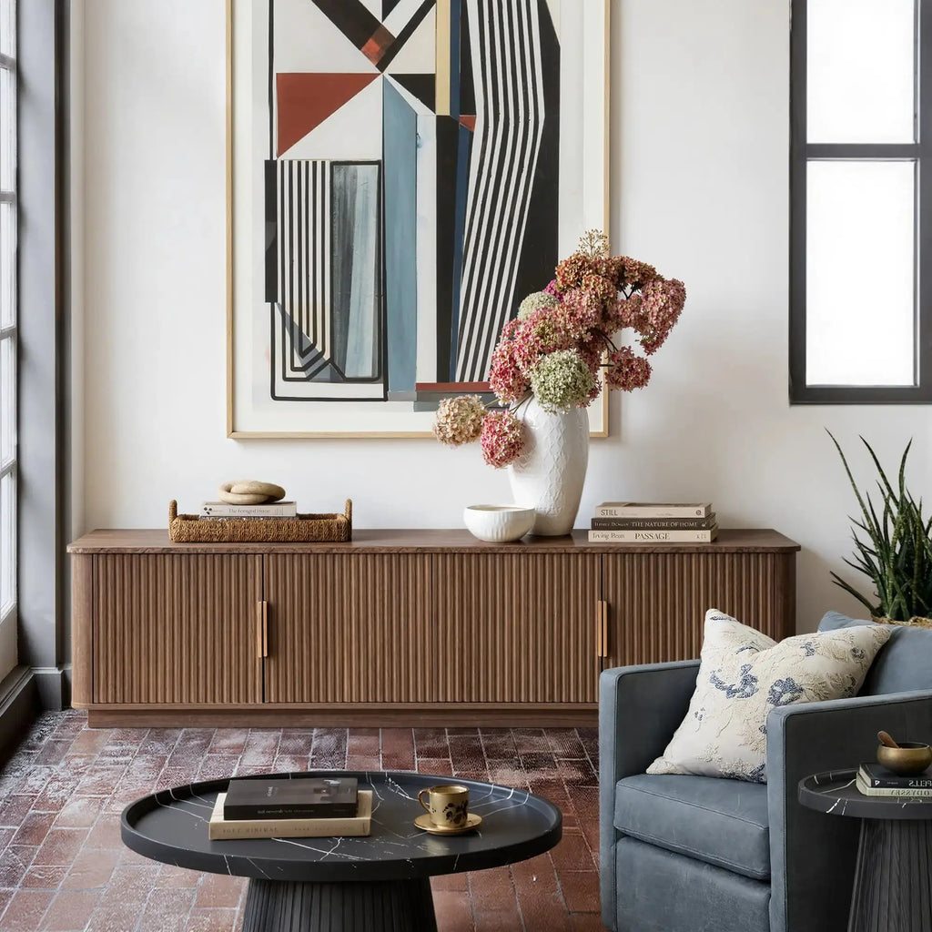 Win2Win Modern Boho Corner TV Stand – Walnut Finish win2win