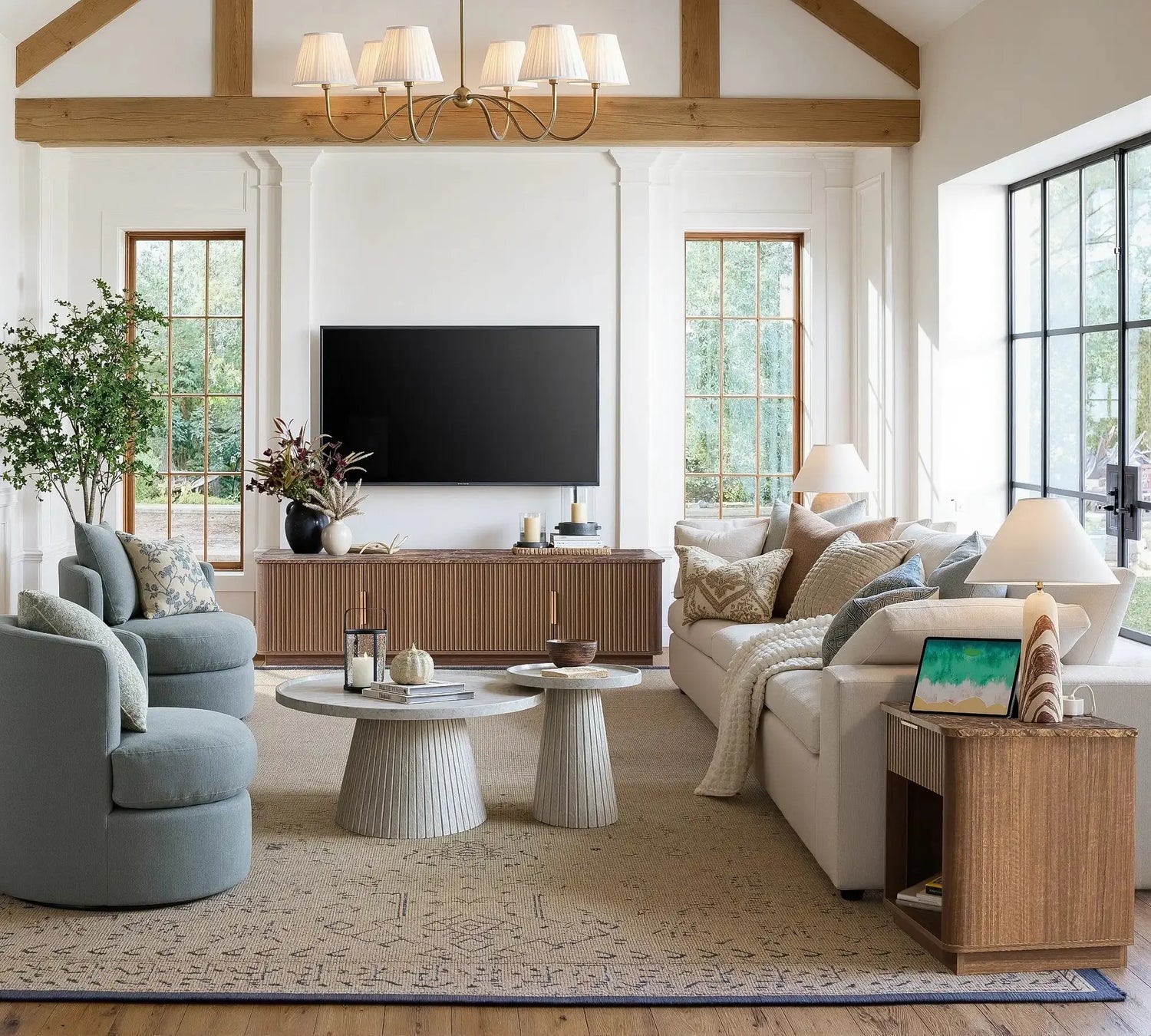 Win2Win Modern Boho Corner TV Stand – Walnut Finish win2win