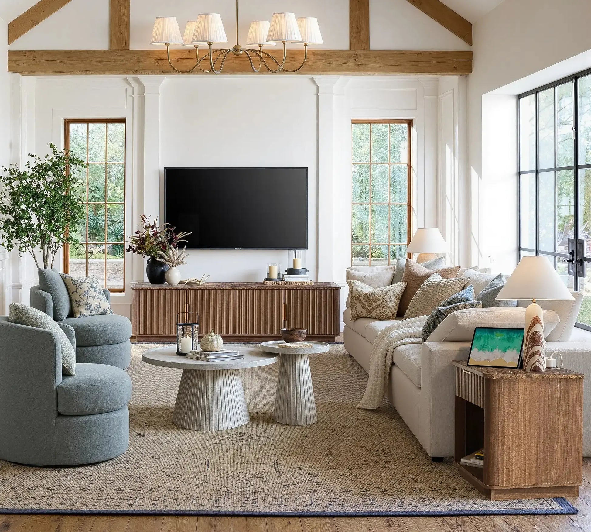 Win2Win Modern Boho Corner TV Stand – Walnut Finish win2win