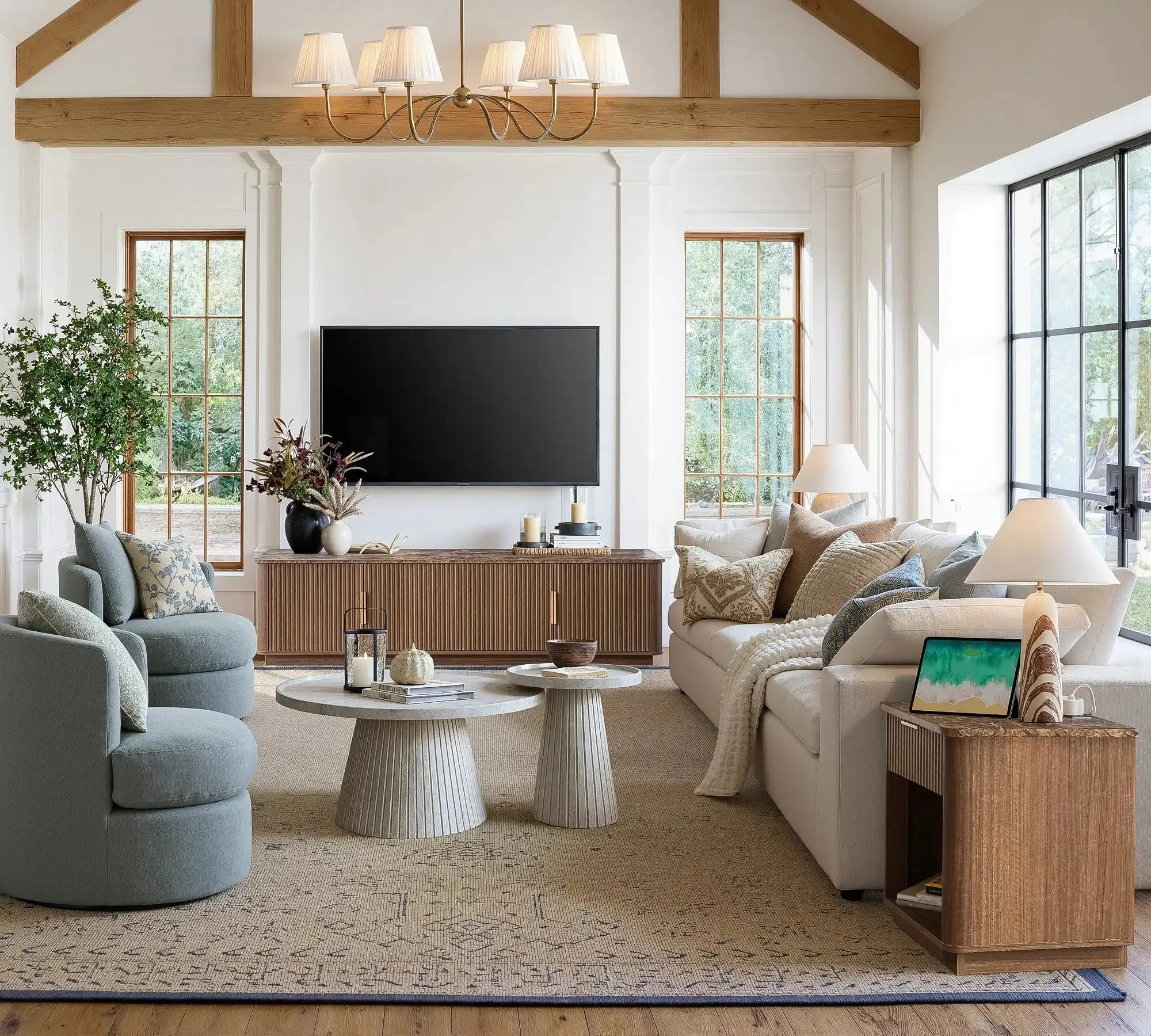 Win2Win Modern Boho Corner TV Stand – Walnut Finish win2win