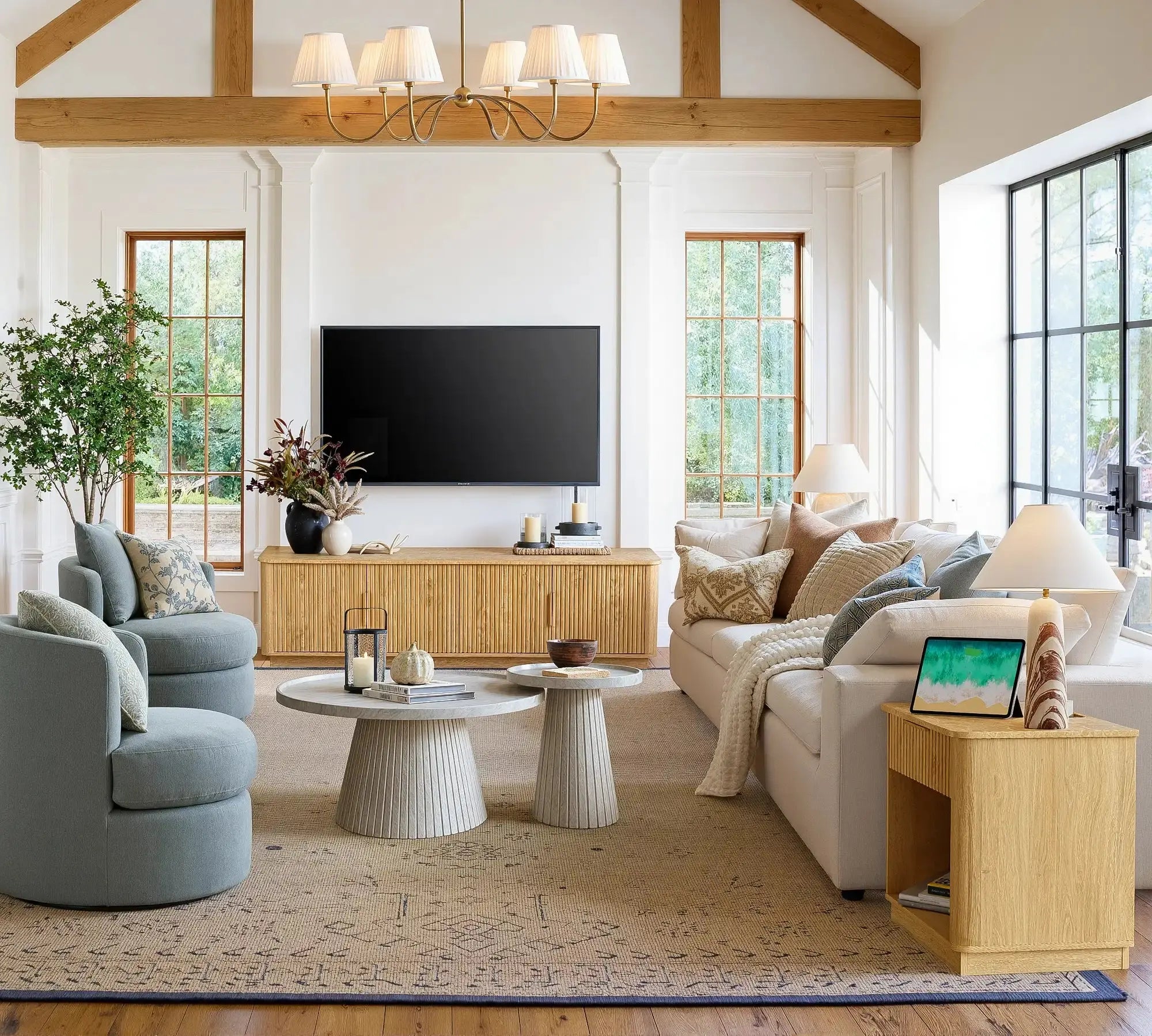 Win2Win Modern Boho Corner TV Stand – Oak Finish win2win