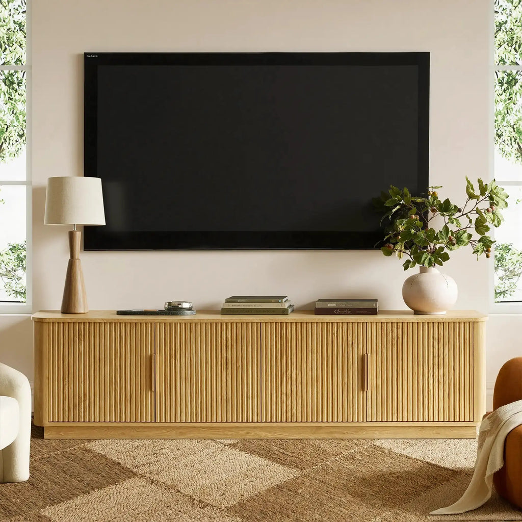 Win2Win Modern Boho Corner TV Stand – Oak Finish win2win