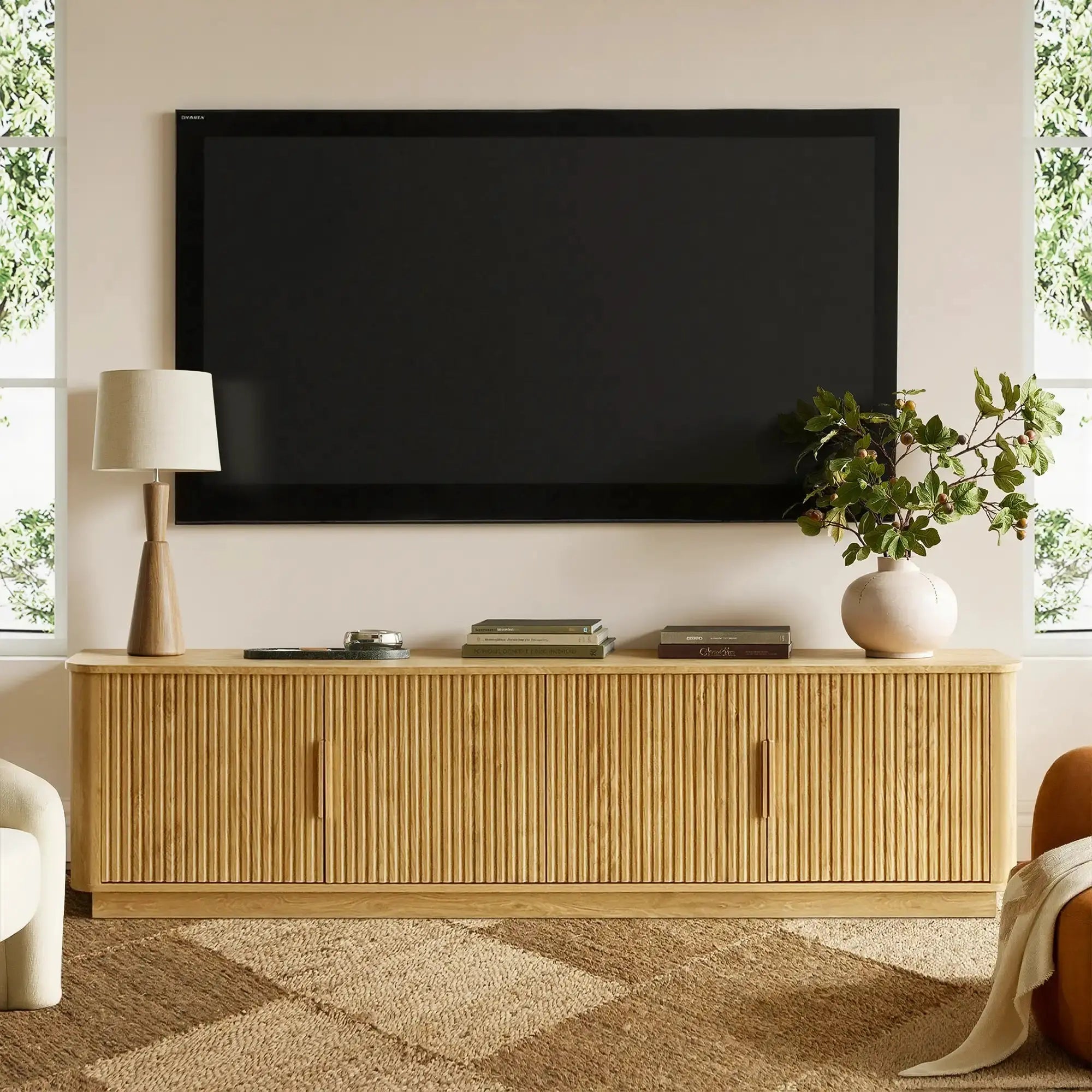 Win2Win Modern Boho Corner TV Stand – Oak Finish win2win