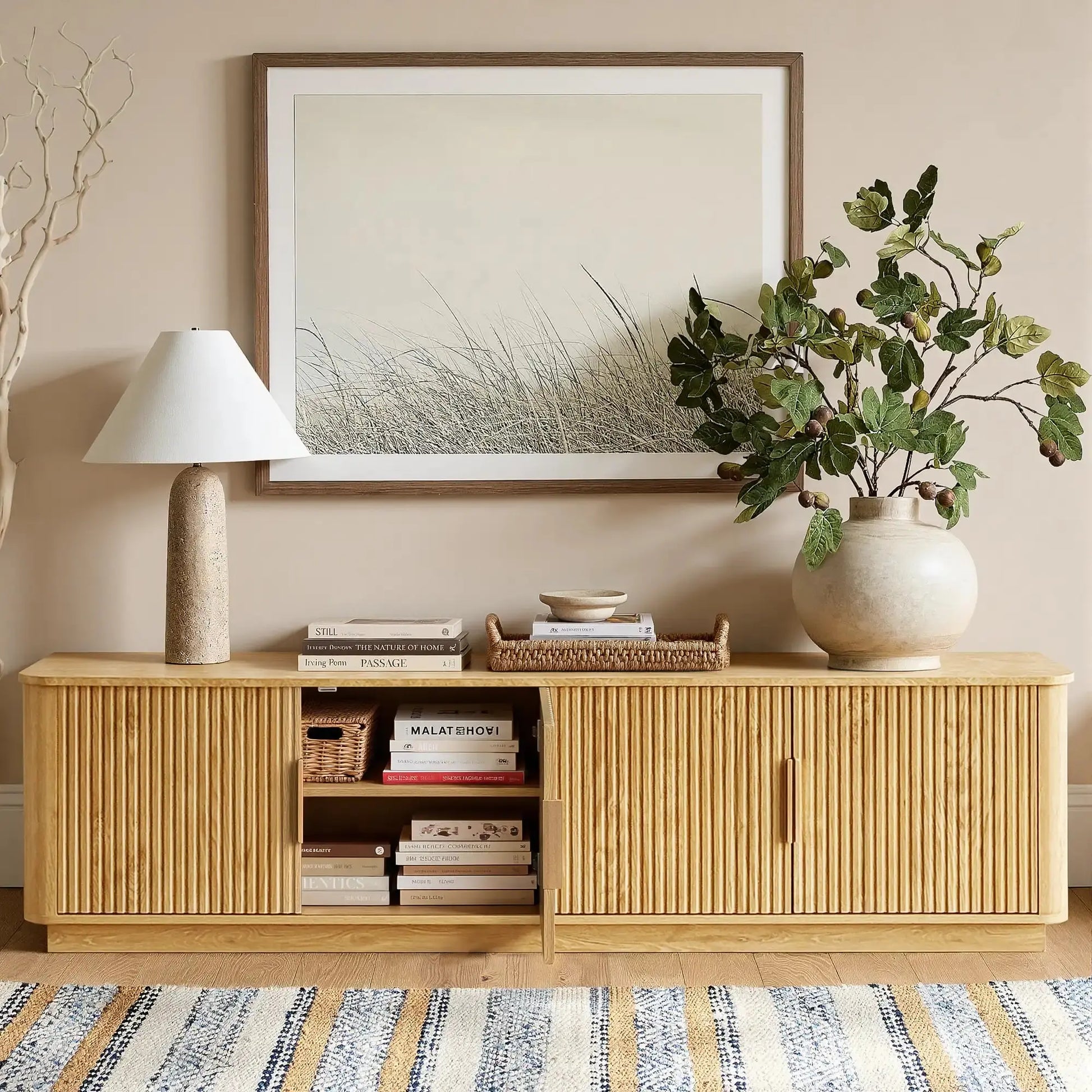 Win2Win Modern Boho Corner TV Stand – Oak Finish win2win