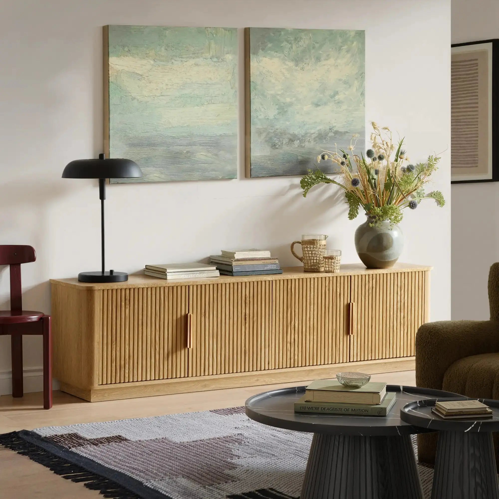 Win2Win Modern Boho Corner TV Stand – Oak Finish win2win