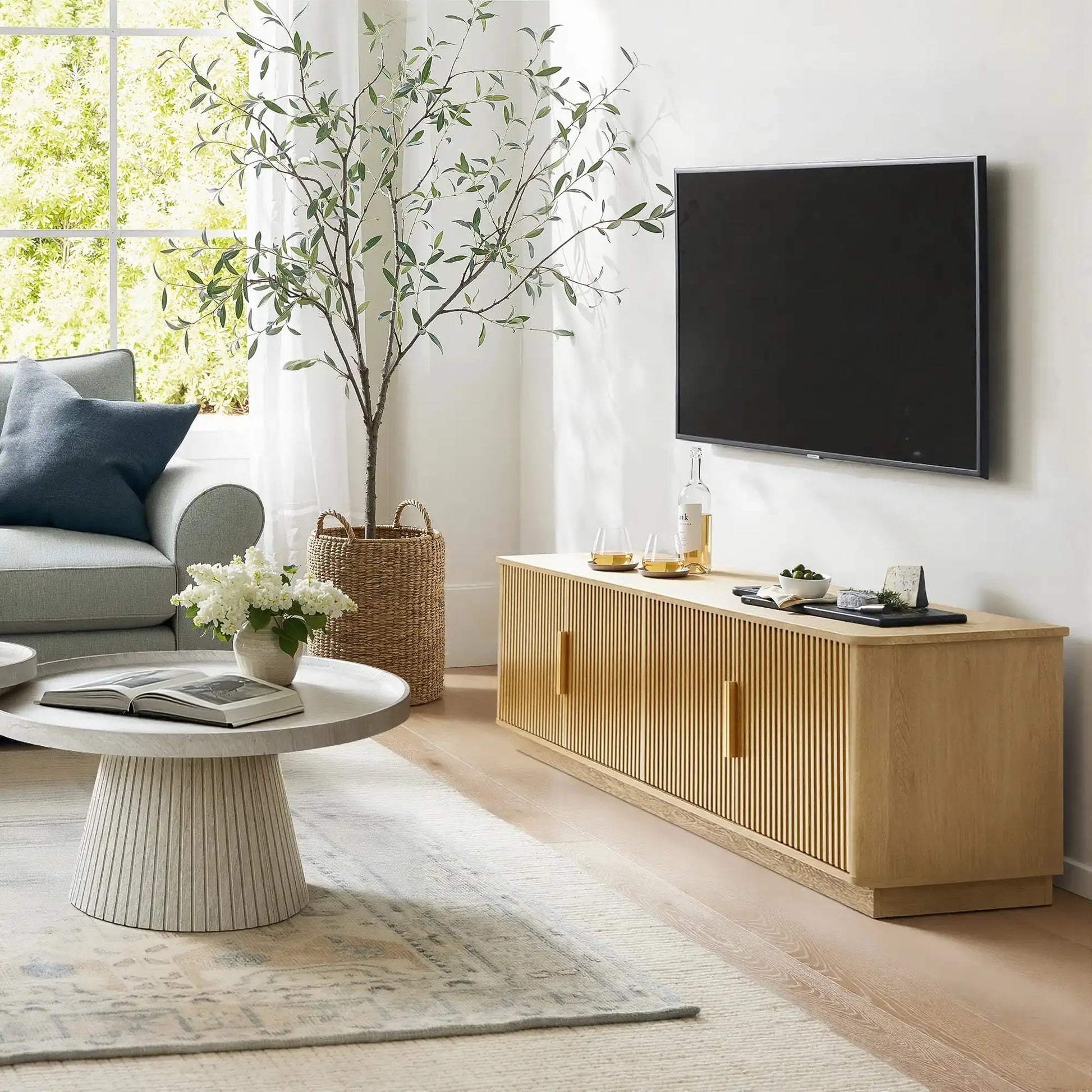Win2Win Modern Boho Corner TV Stand – Oak Finish win2win