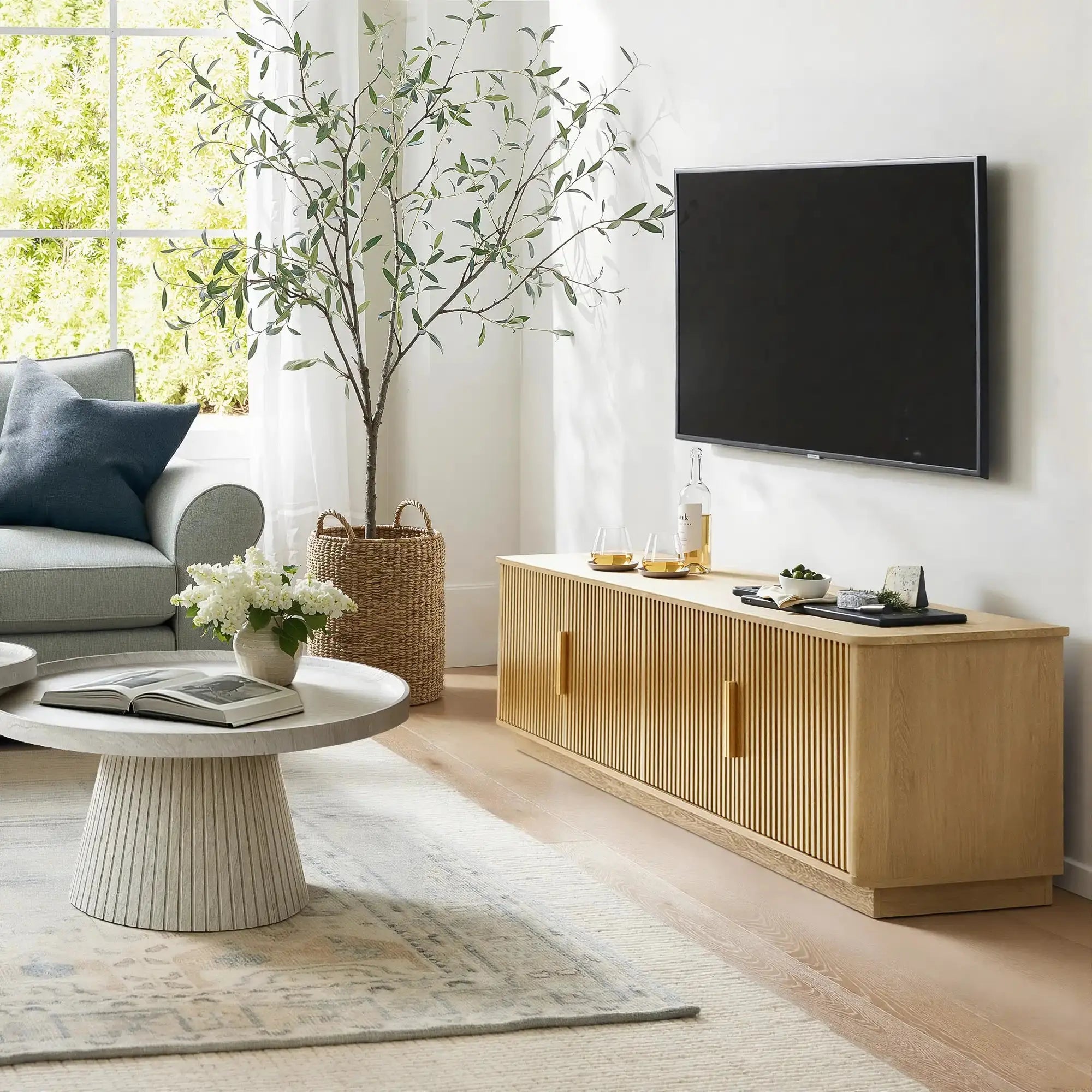 Win2Win Modern Boho Corner TV Stand – Oak Finish win2win
