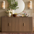 Win2Win Modern Boho 63" Fluted Sideboard – Walnut | Curved Corner Credenza win2win