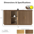 Win2Win Modern Boho 63" Fluted Sideboard – Walnut | Curved Corner Credenza win2win