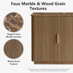 Win2Win Modern Boho 63" Fluted Sideboard – Walnut | Curved Corner Credenza win2win