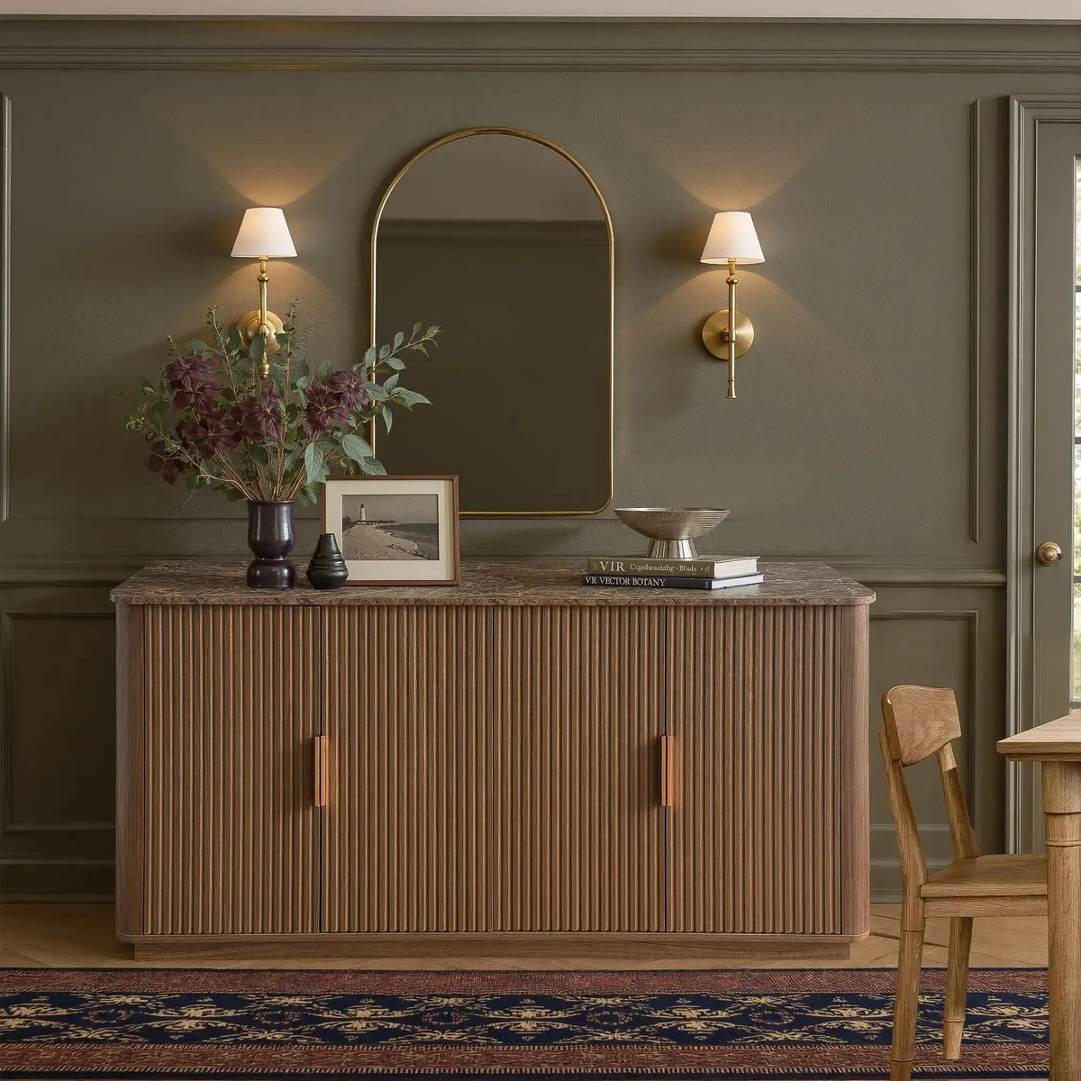 Fluted Sideboard With Rounded Buy Walnut Fluted Sideboard - Modern Boho Design – win2win