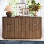 Win2Win Modern Boho 9-Drawer Dresser – walnut Fluted Chest win2win