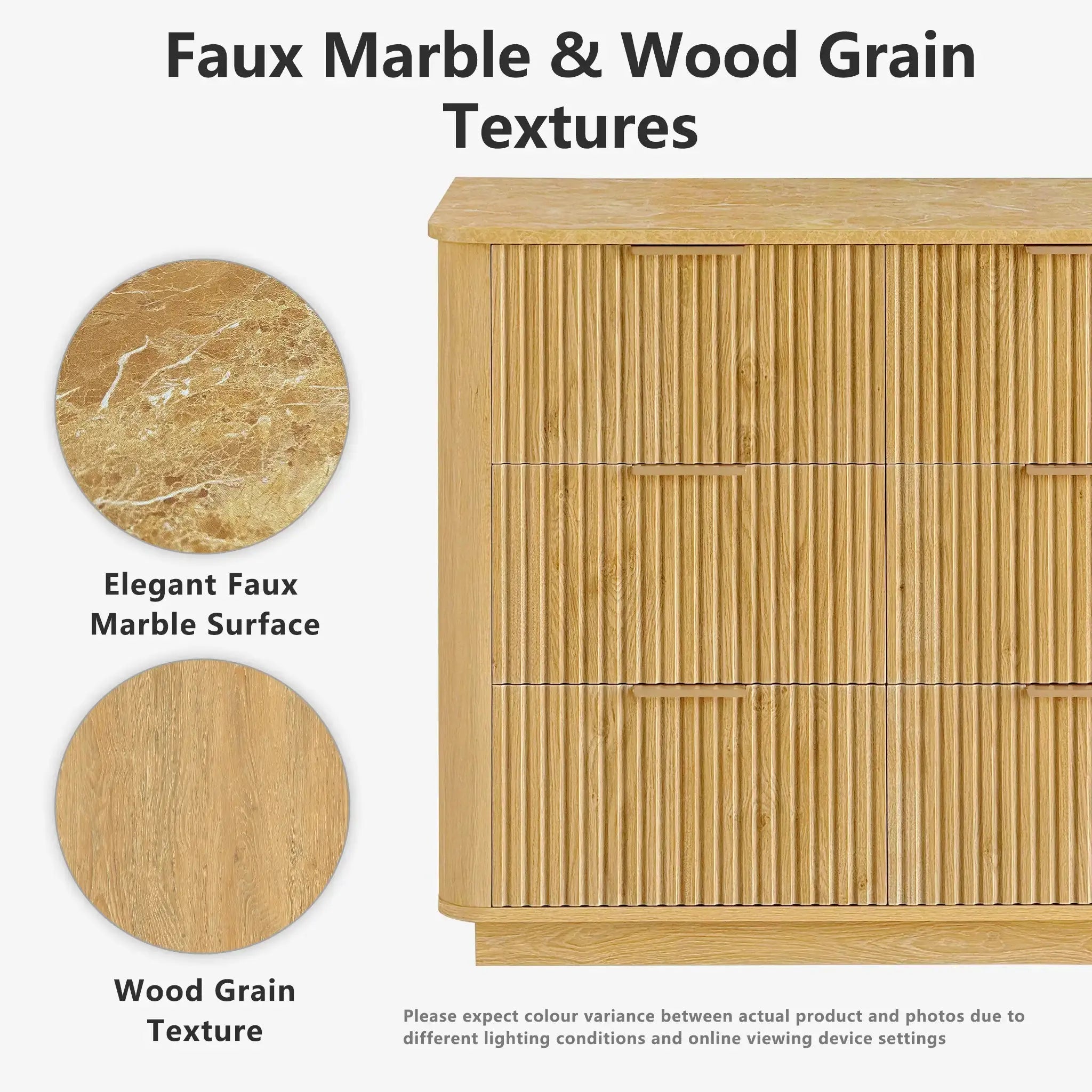 Win2Win Modern Boho 6-Drawer Dresser – Oak Fluted Ches win2win