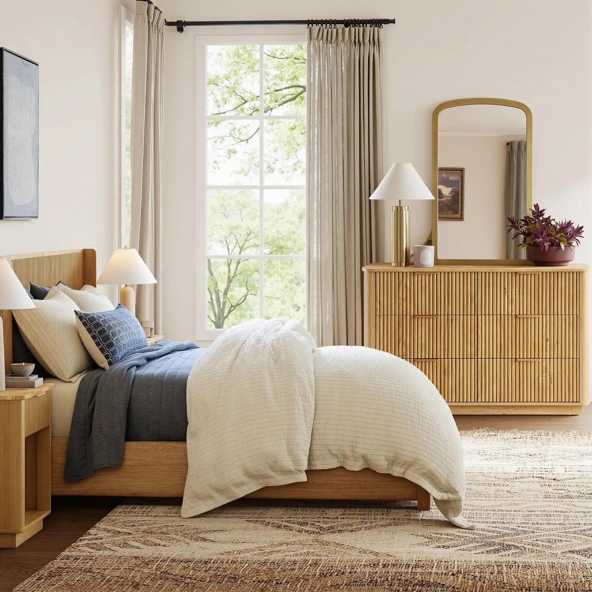 Win2Win Modern Boho 6-Drawer Dresser – Oak Fluted Ches win2win