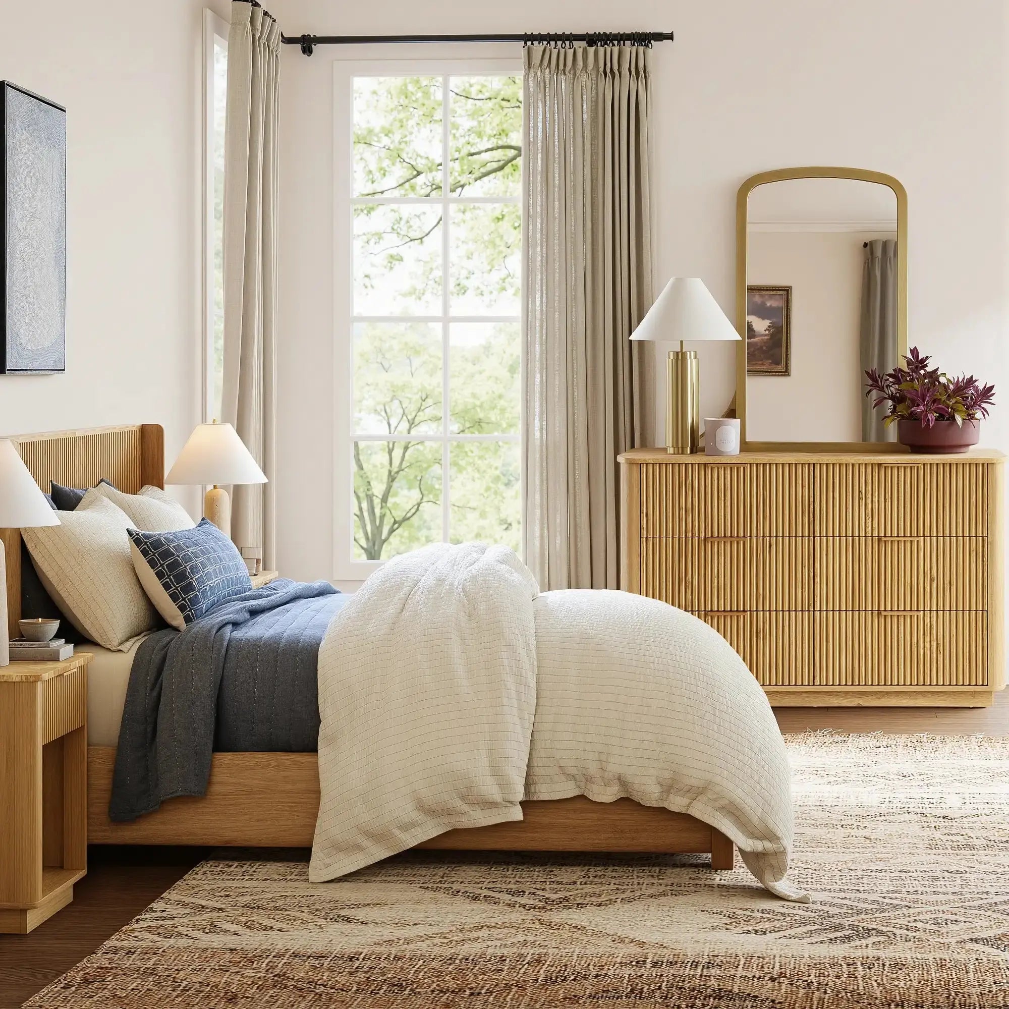 Win2Win Modern Boho 6-Drawer Dresser – Oak Fluted Ches win2win