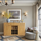 Win2Win Modern Boho 60" Sideboard – Oak | Fluted Wine Bar Cabinet win2win