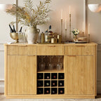 Win2Win Modern Boho 60" Sideboard – Oak | Fluted Wine Bar Cabinet win2win