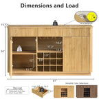 Win2Win Modern Boho 60" Sideboard – Oak | Fluted Wine Bar Cabinet win2win
