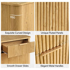 Win2Win Modern Boho 60" Sideboard – Oak | Fluted Wine Bar Cabinet win2win