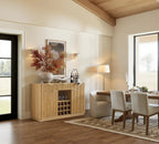 Win2Win Modern Boho 60" Sideboard – Oak | Fluted Wine Bar Cabinet win2win