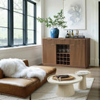 Win2Win Modern Boho 60" Sideboard – Walnut | Fluted Wine Bar Cabinet win2win